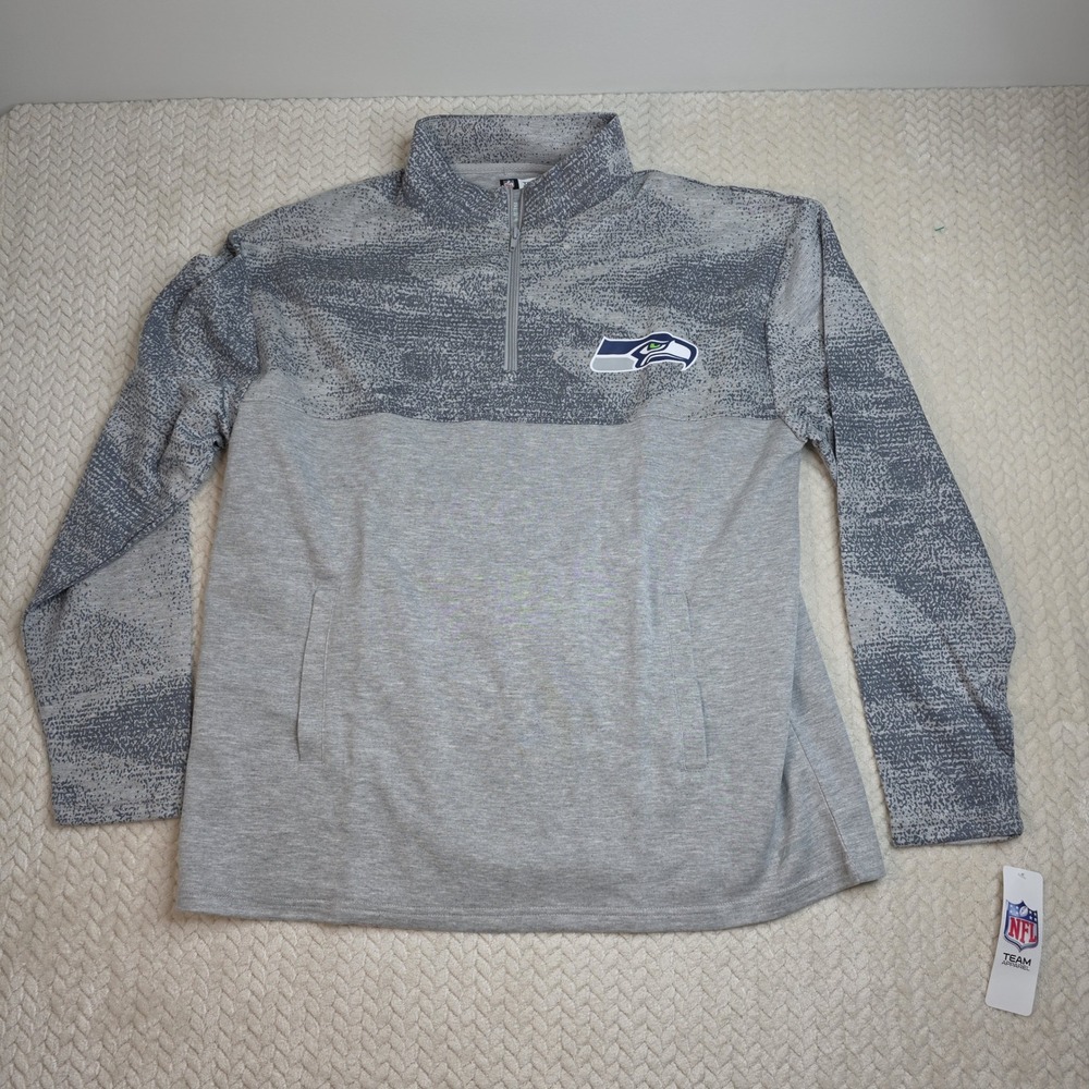 NFL‎ Seattle Seahawks Zubaz Mens XL Quarter Zip Pullover Grey Textured New